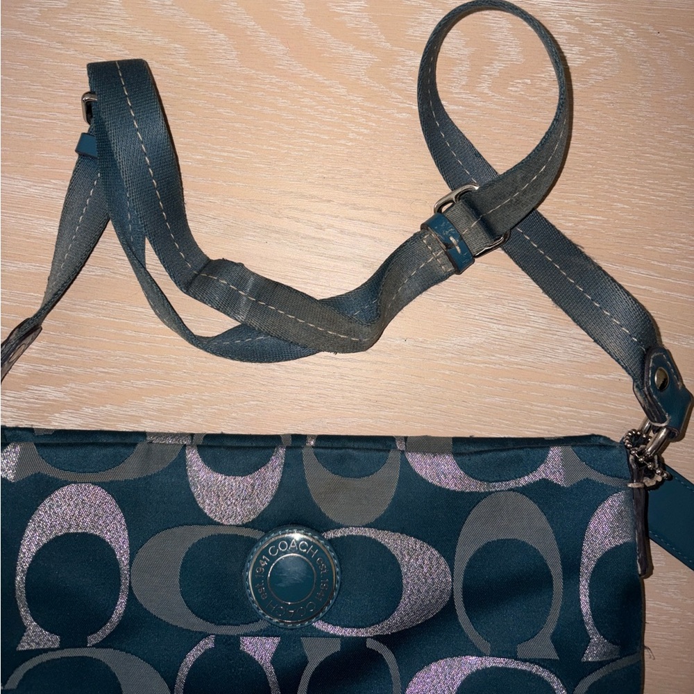 Coach Rehab Dark Teal and Gray Crossbody& Shoulder Bag - Picture 2 of 14